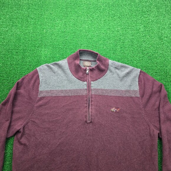 Greg Norman Sweater Mens Large Maroon Pullover 1/4 Zip Golf Preppy Casual - Picture 2 of 7